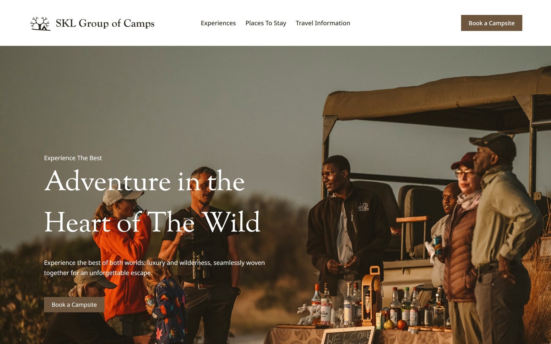 The SKL Group of Camps home page, captured 19 October 2026.